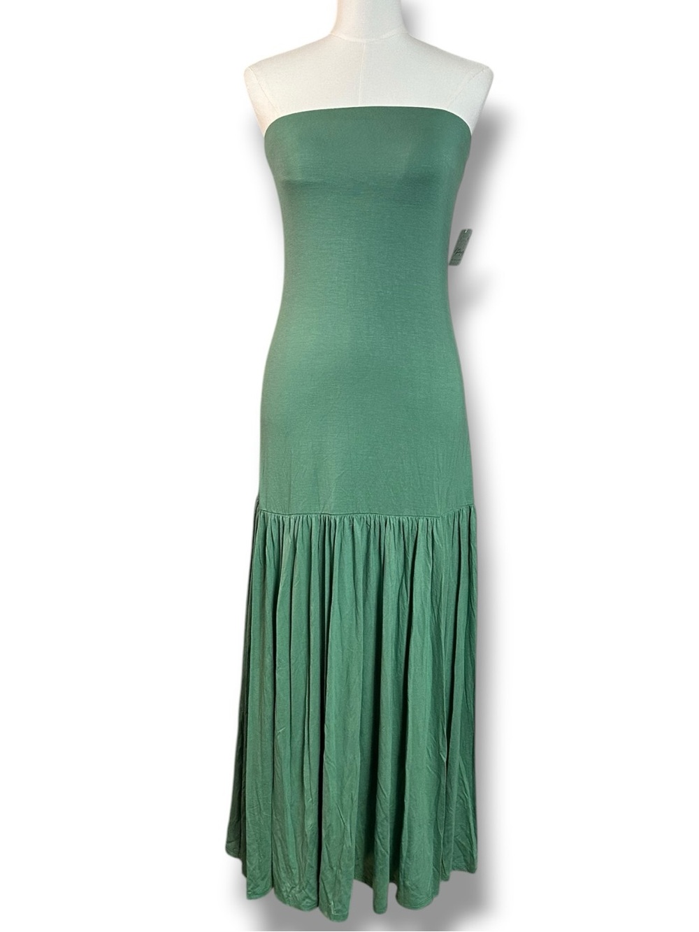 Free People Lara Strapless Tube Midi Dress in Jade Green Small NWT Summer 70s - Picture 6 of 12